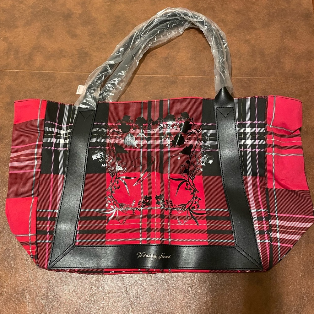 Victoria’s Secret plaid tote bag. Brand new.